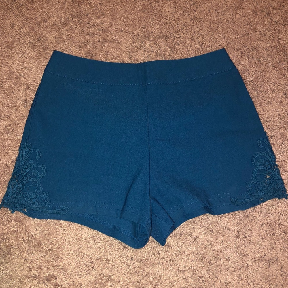 Teal high waisted shorts